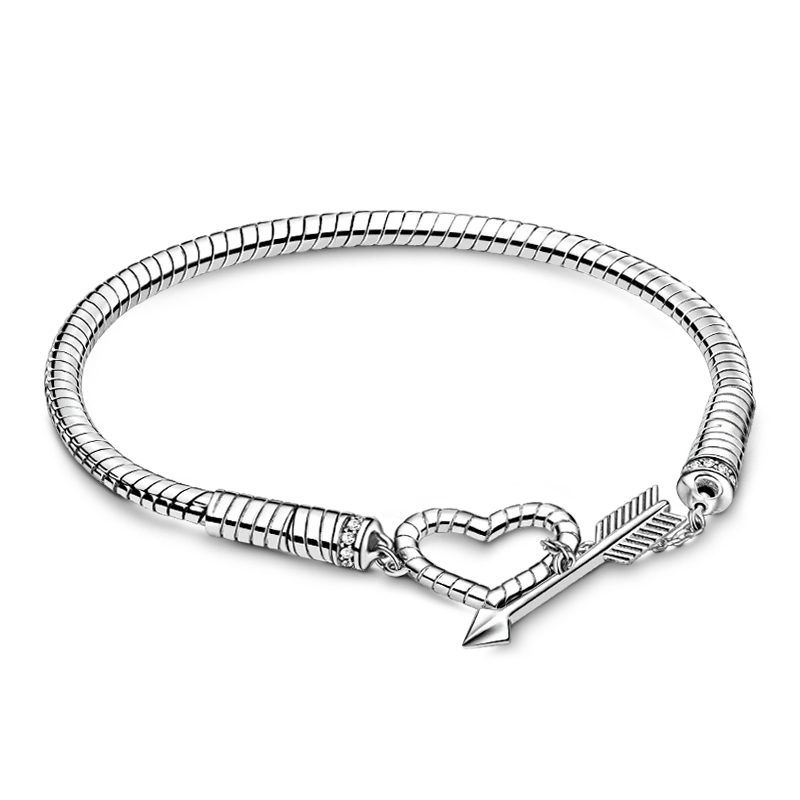 Gnoce Arrow with Love Snake Chain Bracelet Platinum-plated Silver Blend