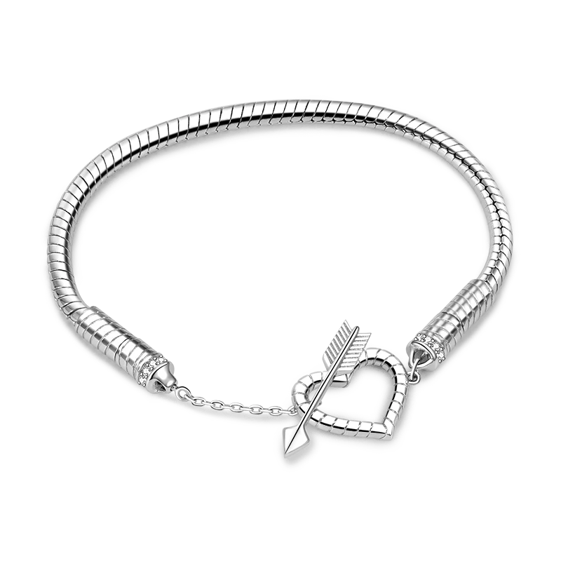 Gnoce Arrow with Love Snake Chain Bracelet Platinum-plated Silver Blend - Image 2