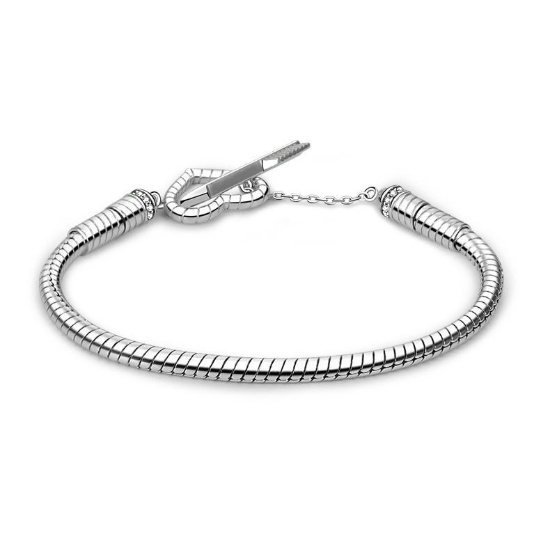 Gnoce Arrow with Love Snake Chain Bracelet Platinum-plated Silver Blend - Image 3