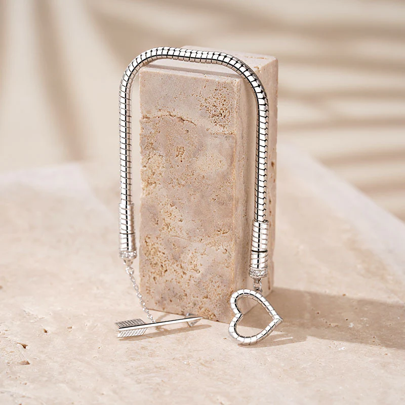 Gnoce Arrow with Love Snake Chain Bracelet Platinum-plated Silver Blend - Image 4