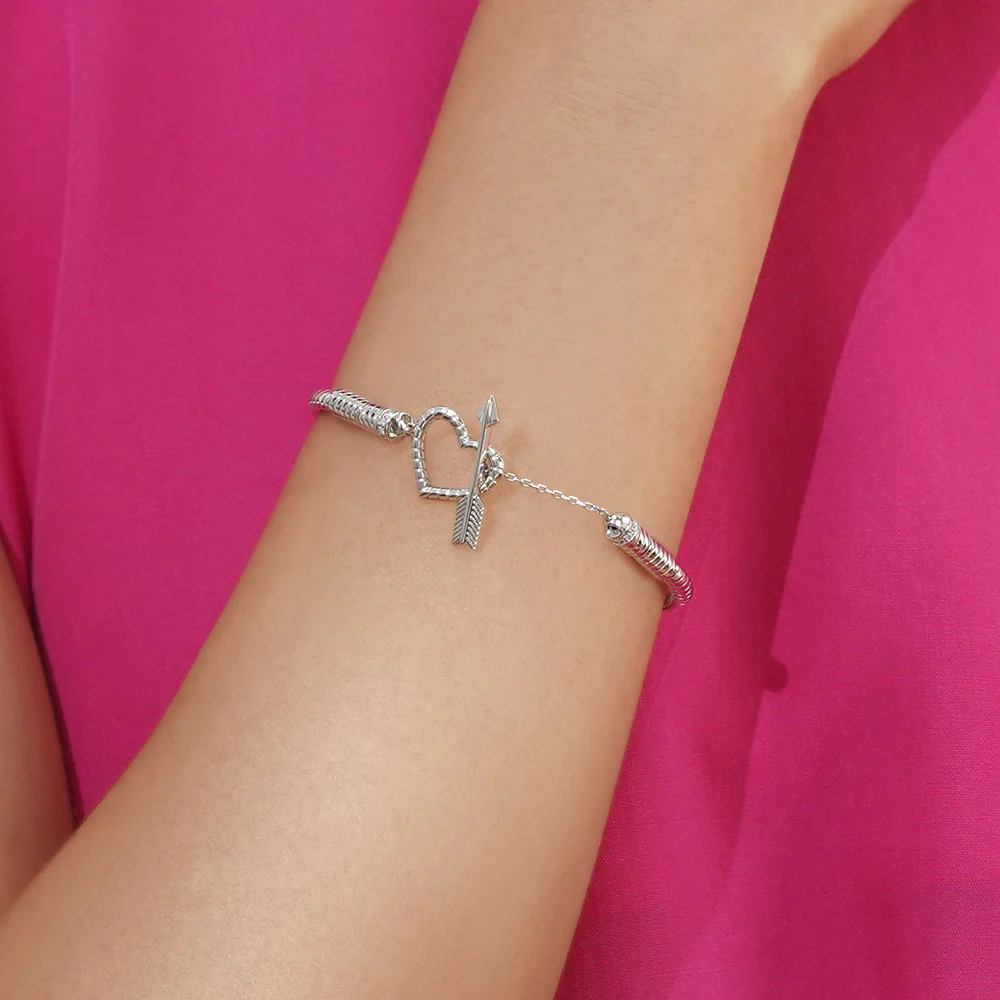 Gnoce Arrow with Love Snake Chain Bracelet Platinum-plated Silver Blend - Image 6