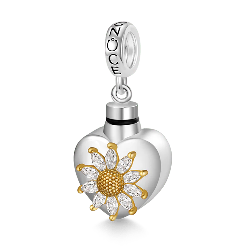 Gnoce Heart Memorial Urn Ashes Charm Platinum-plated Silver Blend - Image 2