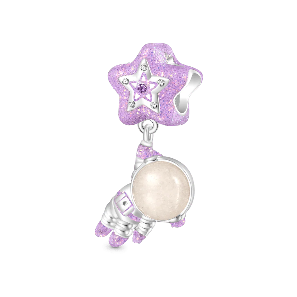 Gnoce Glow-in-the-Dark Astronaut Star Charm Platinum-plated Silver Blend - Image 2