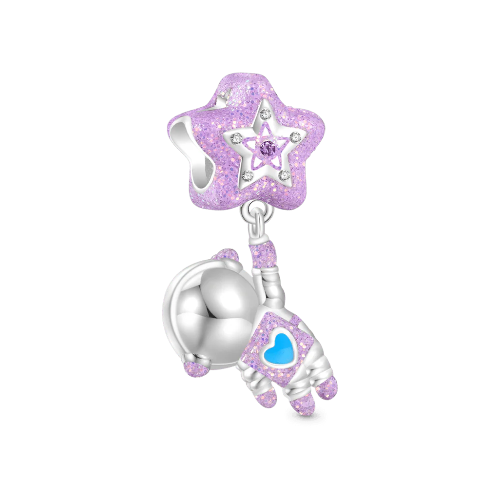 Gnoce Glow-in-the-Dark Astronaut Star Charm Platinum-plated Silver Blend - Image 3