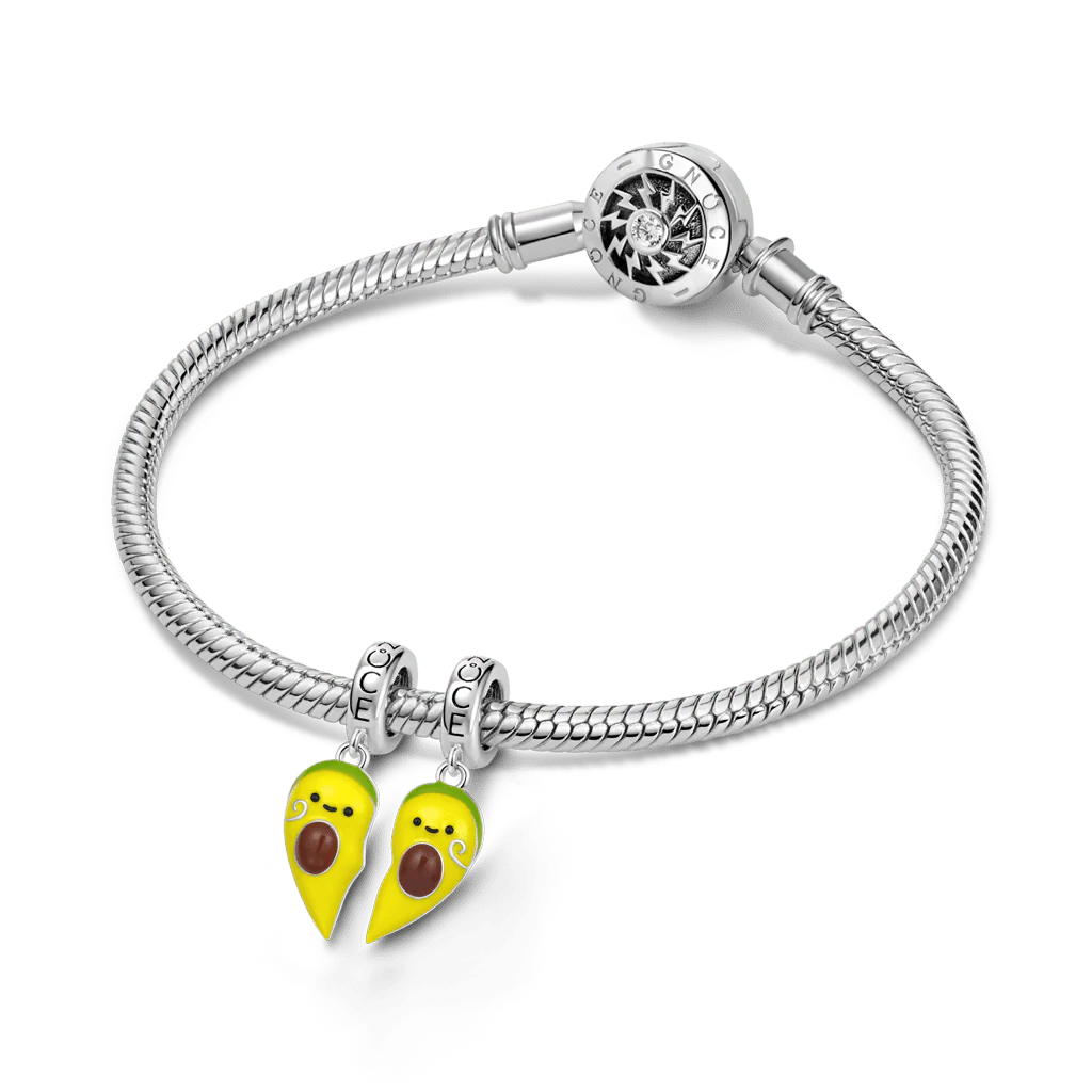 Gnoce Avocado Couple Customized Double Charm Platinum-plated Silver Blend - Image 3