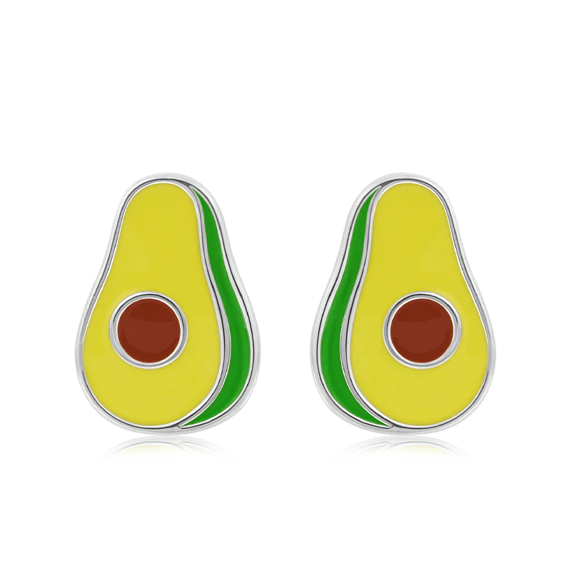 Gnoce Avocado Stud Earrings Platinum-plated Silver Blend