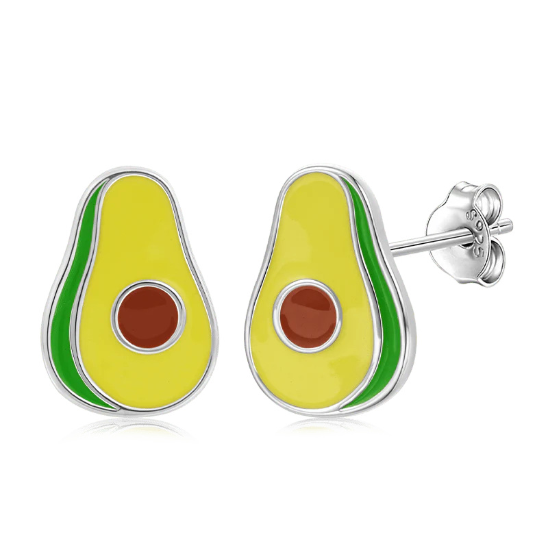 Gnoce Avocado Stud Earrings Platinum-plated Silver Blend - Image 2