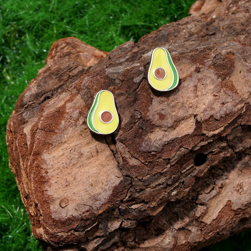 Gnoce Avocado Stud Earrings Platinum-plated Silver Blend - Image 3
