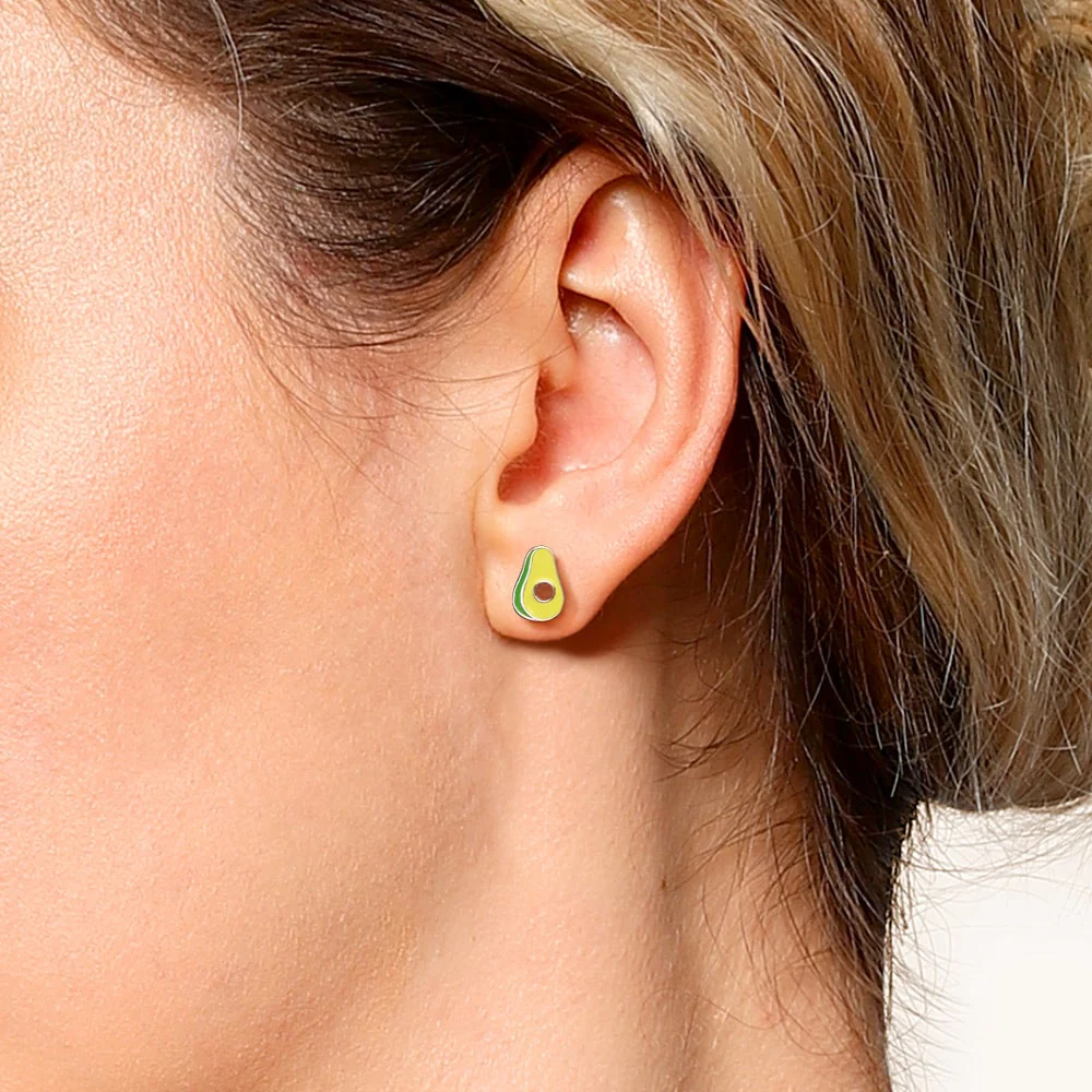 Gnoce Avocado Stud Earrings Platinum-plated Silver Blend - Image 5