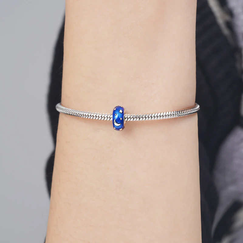 Azure Starry Sky Stopper for Charm Bracelets 925 Sterling Silver with Enamels - Image 3