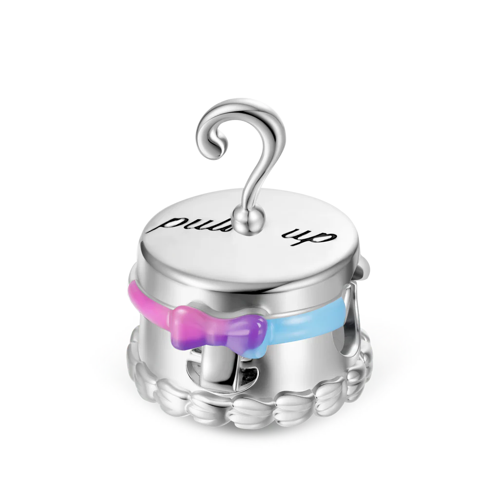 Gnoce Baby Gender Reveal Cake Charm Platinum-plated Silver Blend