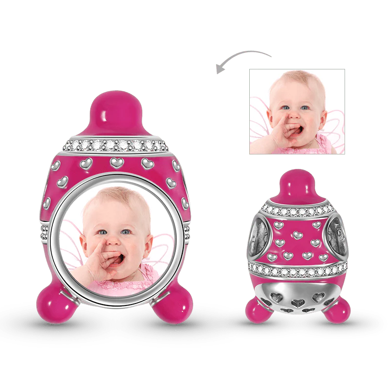Gnoce Baby Hat Personalized Photo Charm Platinum-plated Silver Blend