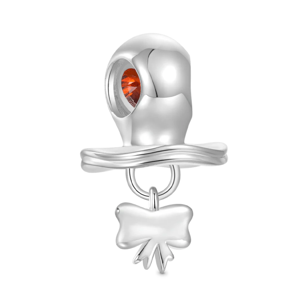 Gnoce Engravable Birthstone Baby Pacifier Charm Platinum-plated Silver Blend - Image 3
