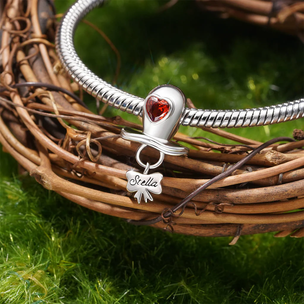 Gnoce Engravable Birthstone Baby Pacifier Charm Platinum-plated Silver Blend - Image 4