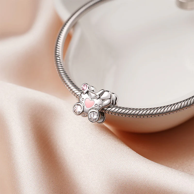 Gnoce Baby Stroller Engravable Charm Platinum-plated Silver Blend - Image 2