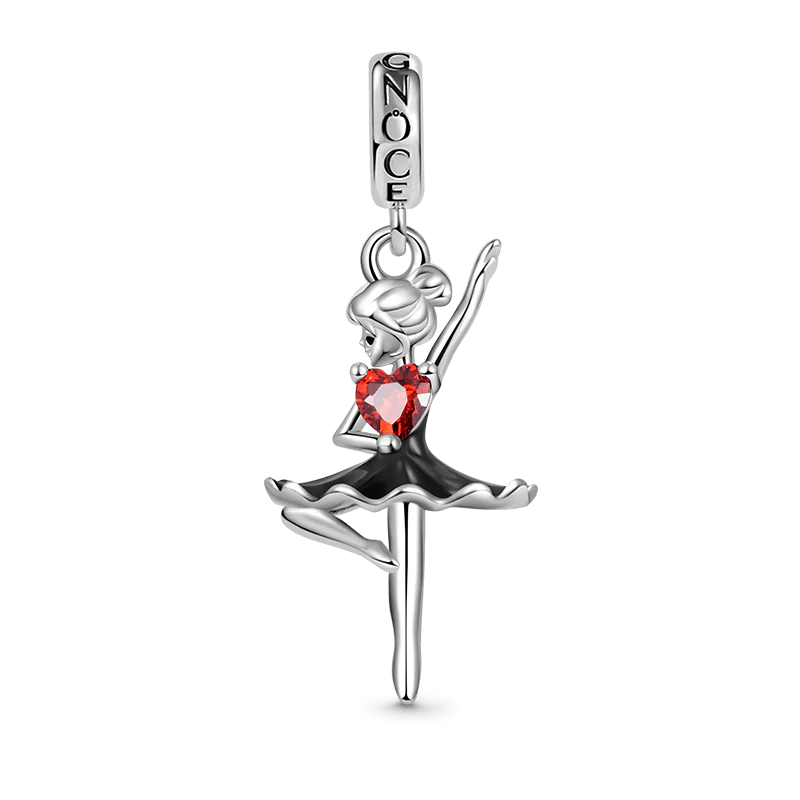 Gnoce Ballerina Embraces Heart Gem Pendant Dangle Charm