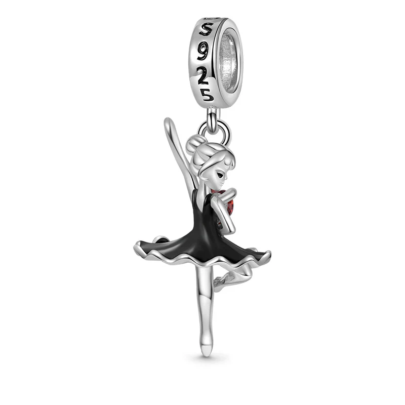 Gnoce Ballerina Embraces Heart Gem Pendant Dangle Charm - Image 2
