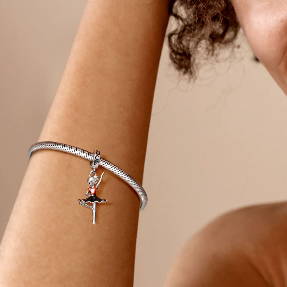 Gnoce Ballerina Embraces Heart Gem Pendant Dangle Charm - Image 3