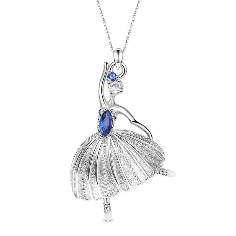 Gnoce Sparkling Ballet Necklace Platinum-plated Silver Blend