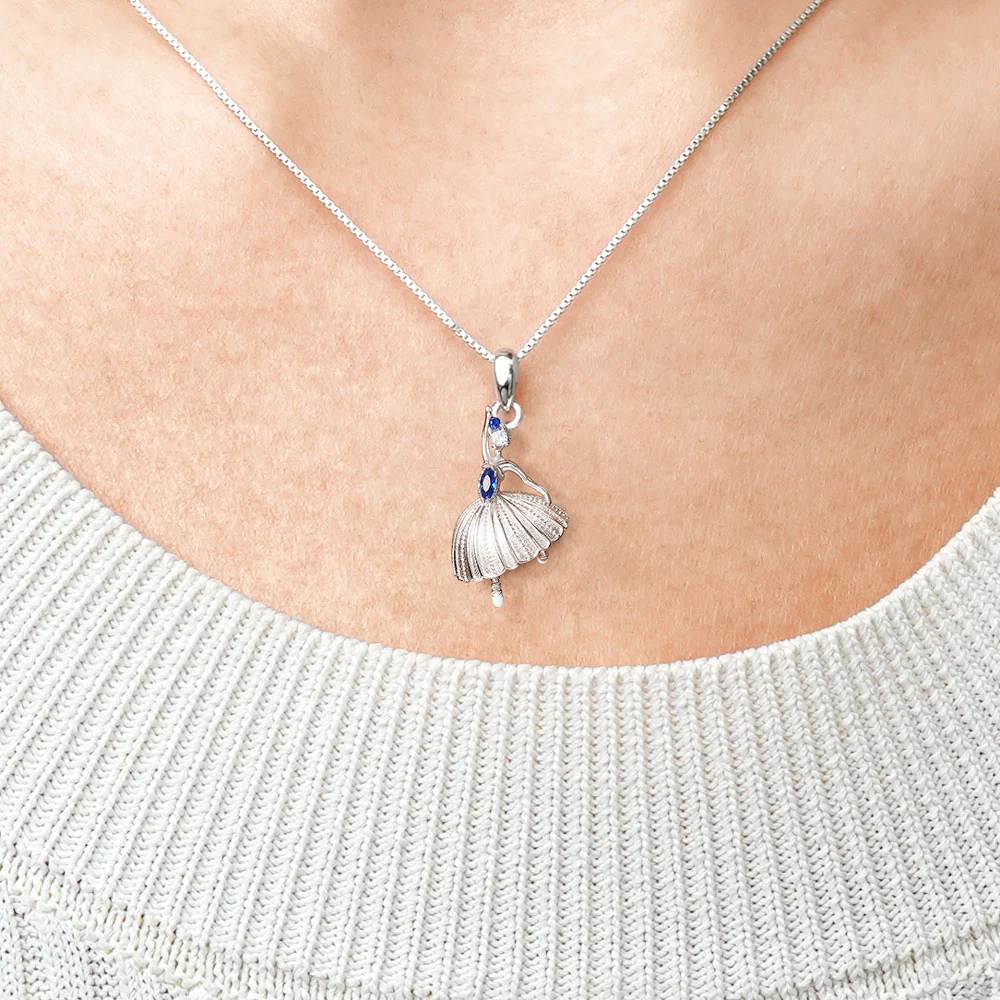 Gnoce Sparkling Ballet Necklace Platinum-plated Silver Blend - Image 4