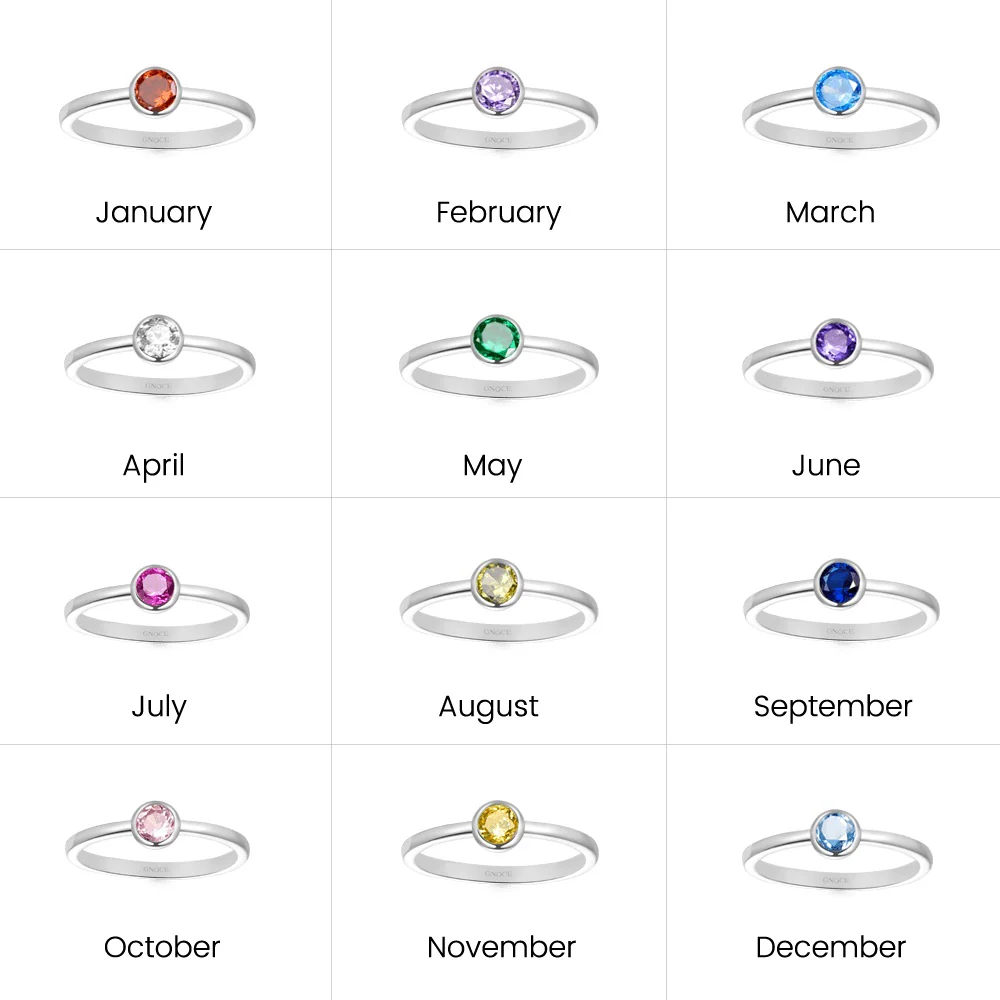 Gnoce Basic Solo Diamond Birthstone Promise Ring - Image 6