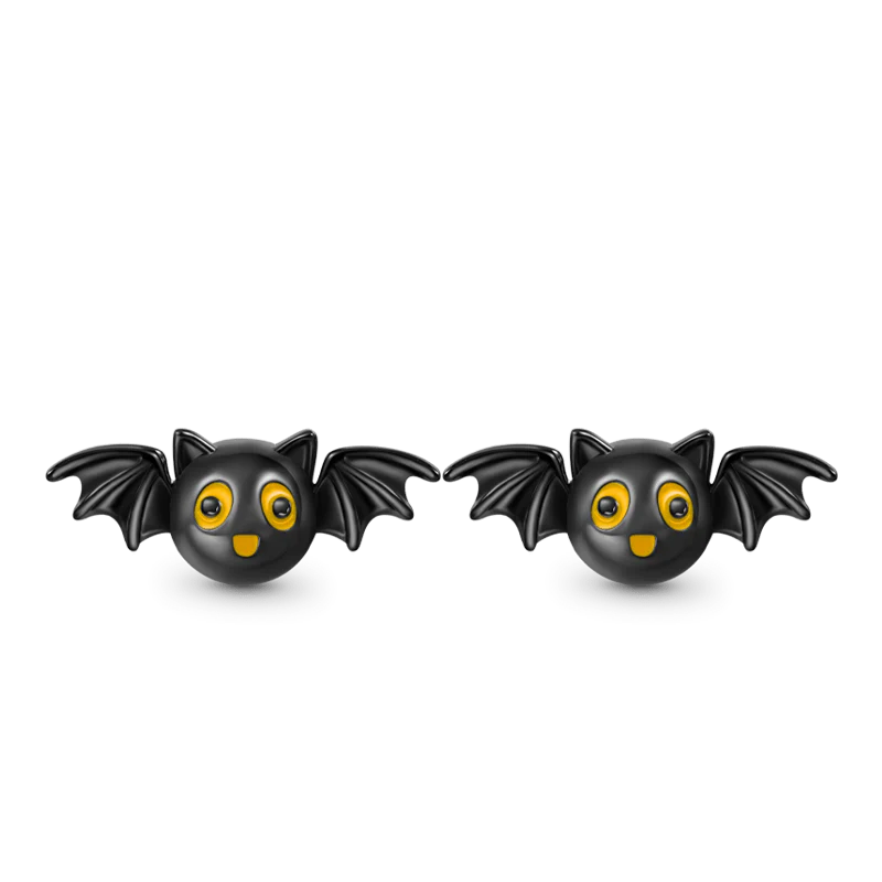 Gnoce Halloween Bat Stud Earrings Platinum-plated Silver Blend