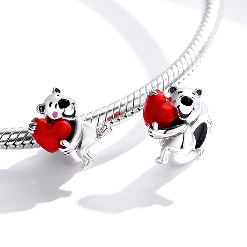 Gnoce Bear Embraces Red Heart Stopper Charm - Image 2