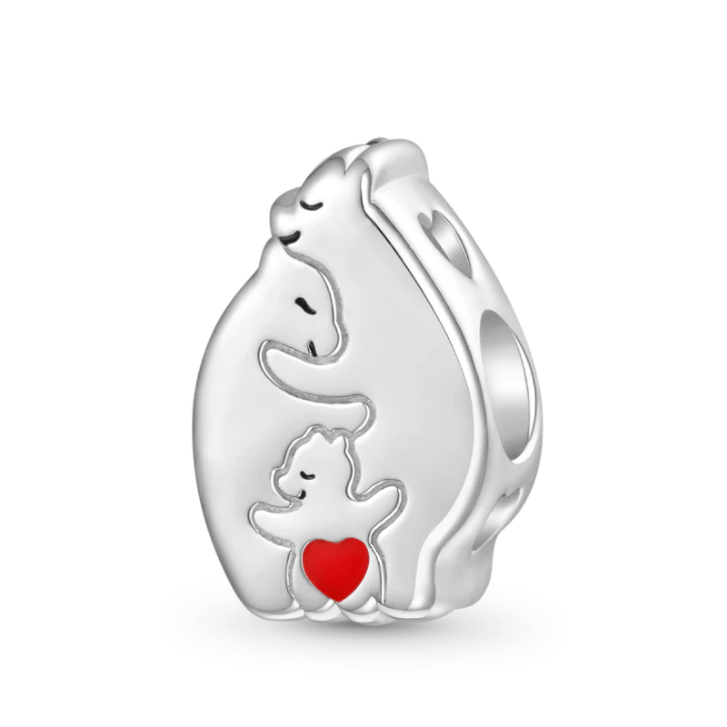 Gnoce Cute Bear Family Engravable Letter Charm Platinum-plated Silver Blend