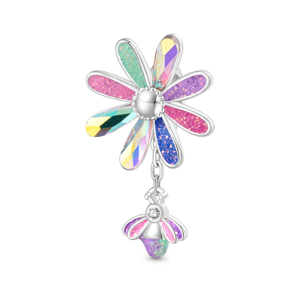 Gnoce Bee Daisy Colorful Charm Platinum-plated Silver Blend