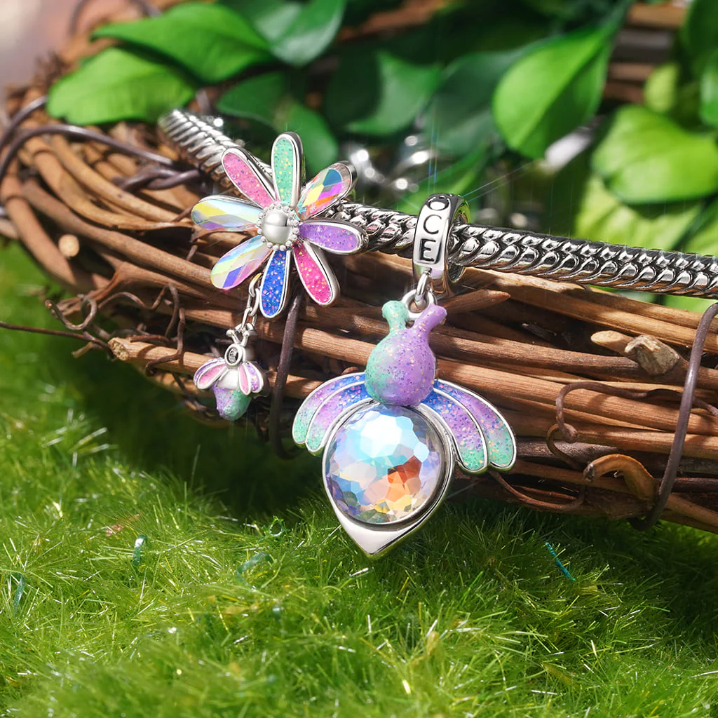 Gnoce Bee Daisy Colorful Charm Platinum-plated Silver Blend - Image 3