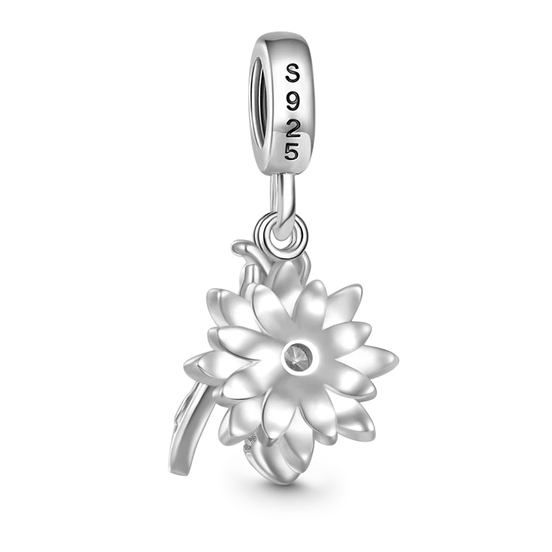 Gnoce Bee Loves Daisy Flower Birthstone Charm Platinum-plated Silver Blend - Image 2
