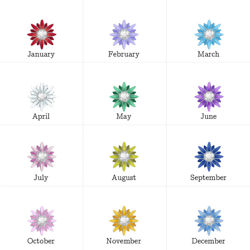 Gnoce Bee Loves Daisy Flower Birthstone Charm Platinum-plated Silver Blend - Image 8