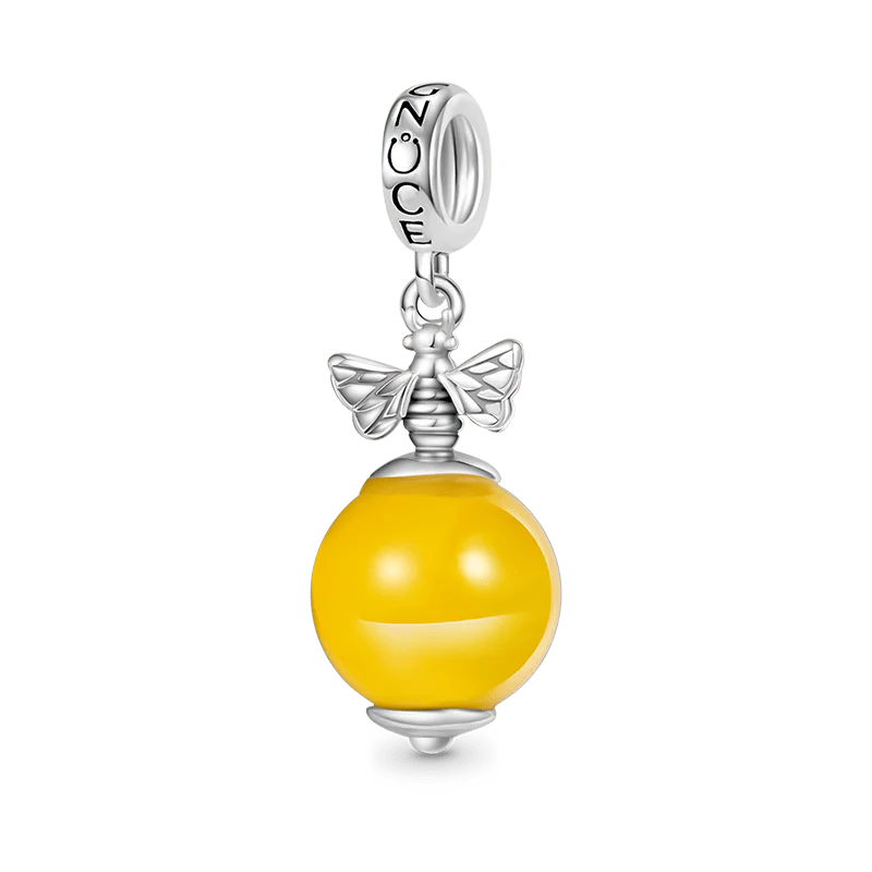 Gnoce Yellow Agate Bee Pendant Dangle Charm