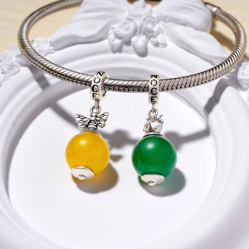 Gnoce Yellow Agate Bee Pendant Dangle Charm - Image 3