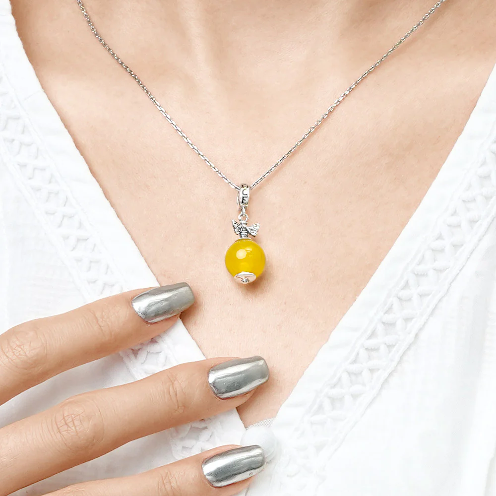 Gnoce Yellow Agate Bee Pendant Dangle Charm - Image 5
