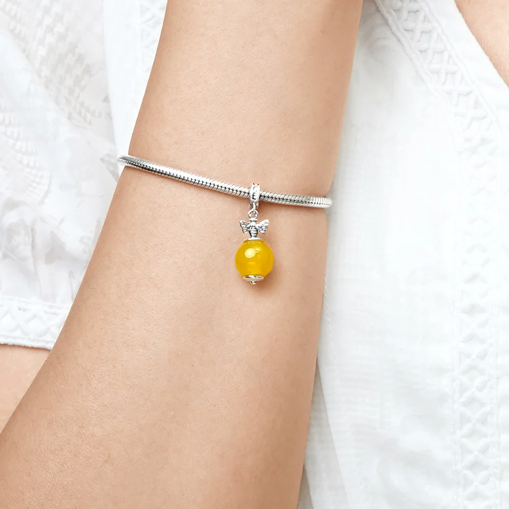 Gnoce Yellow Agate Bee Pendant Dangle Charm - Image 7
