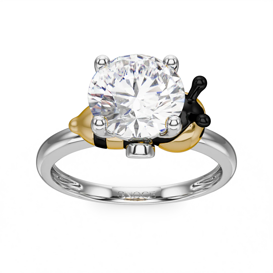 Gnoce Bee Embraces Moissanite Ring Platinum-plated Silver Blend - Image 2