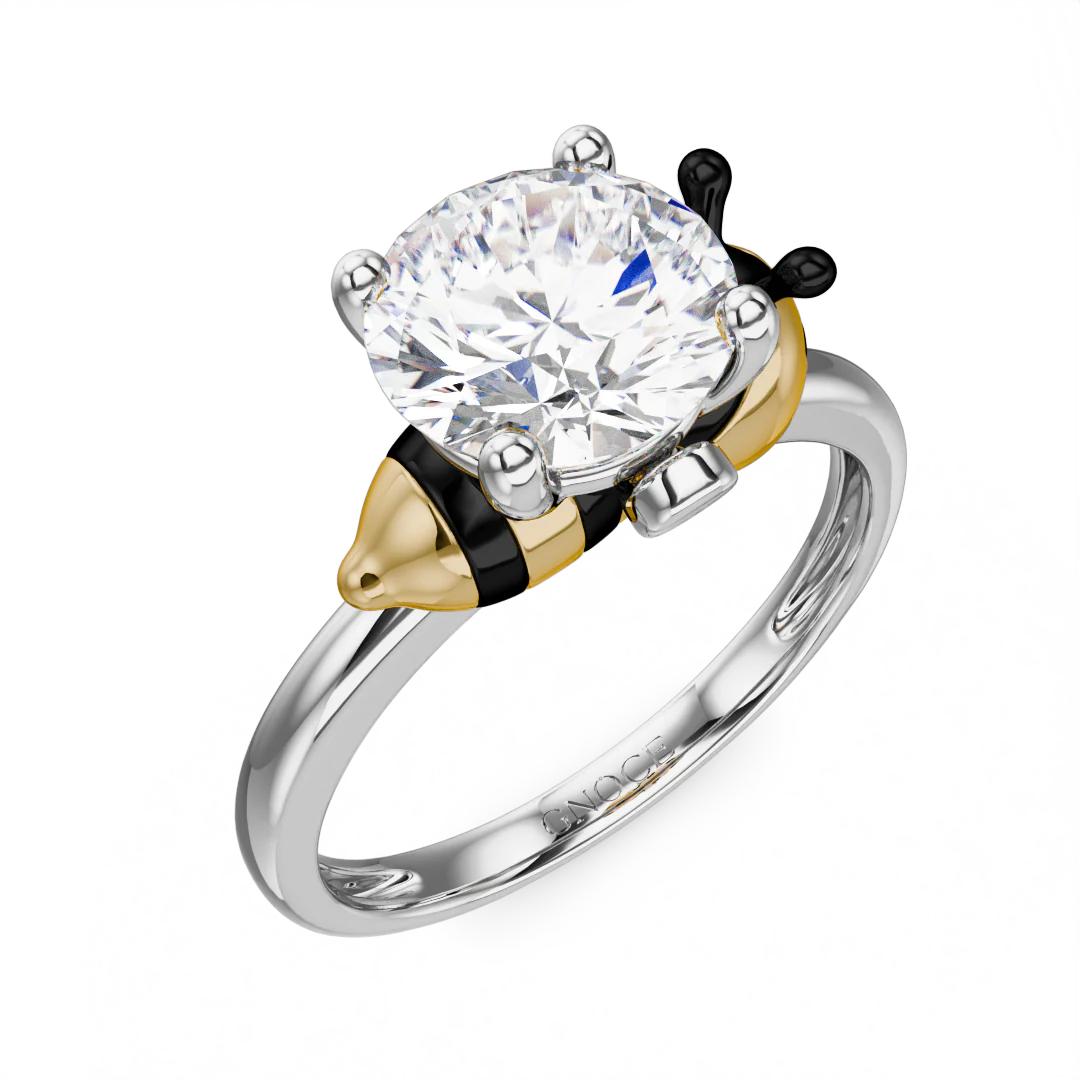 Gnoce Bee Embraces Moissanite Ring Platinum-plated Silver Blend - Image 3