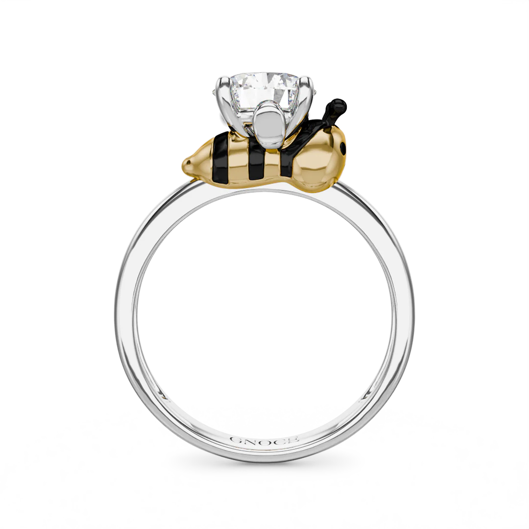 Gnoce Bee Embraces Moissanite Ring Platinum-plated Silver Blend - Image 5