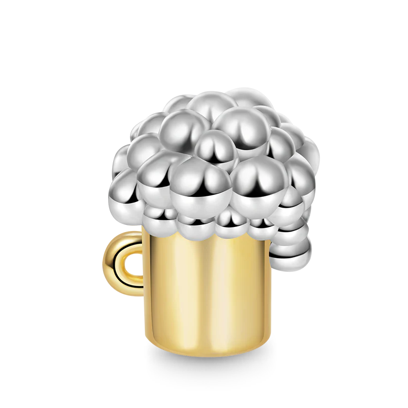 Gnoce Beer Bubbles Embraces Heart Gem Charm Platinum-plated Silver Blend - Image 2