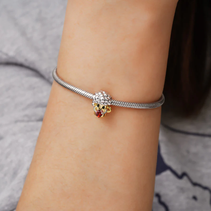 Gnoce Beer Bubbles Embraces Heart Gem Charm Platinum-plated Silver Blend - Image 4