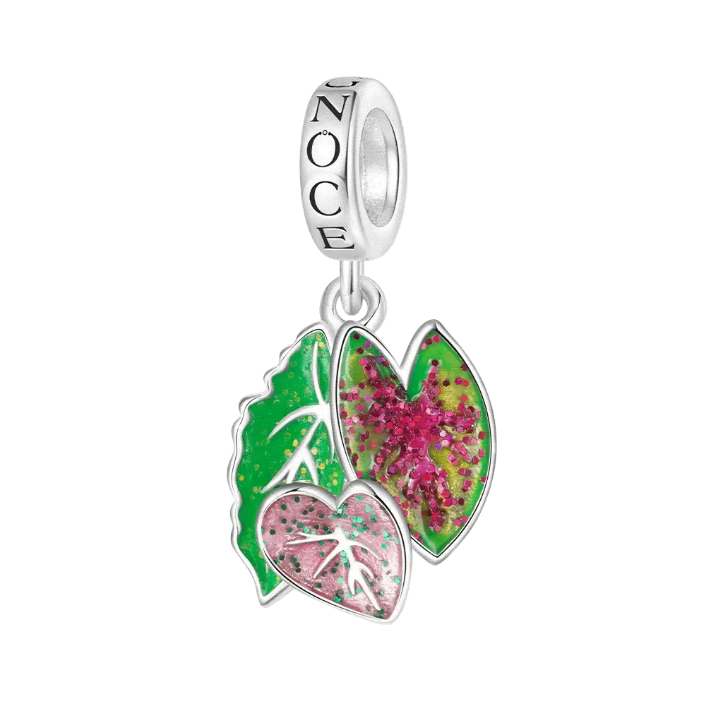 Gnoce Glow-in-the-Dark Begonia Plant Charm Platinum-plated Silver Blend