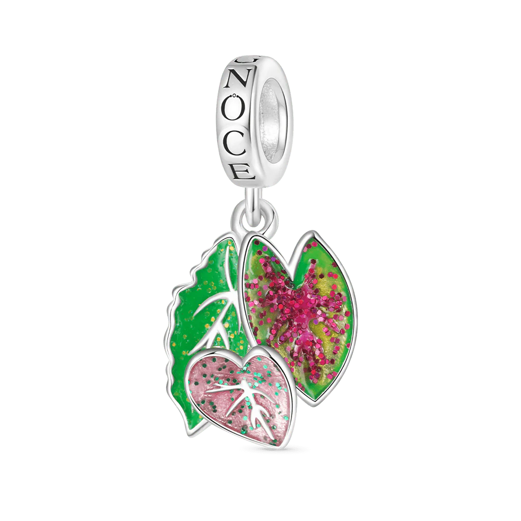 Gnoce Glow-in-the-Dark Begonia Plant Charm Platinum-plated Silver Blend - Image 2