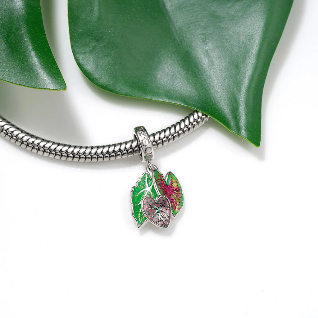 Gnoce Glow-in-the-Dark Begonia Plant Charm Platinum-plated Silver Blend - Image 4