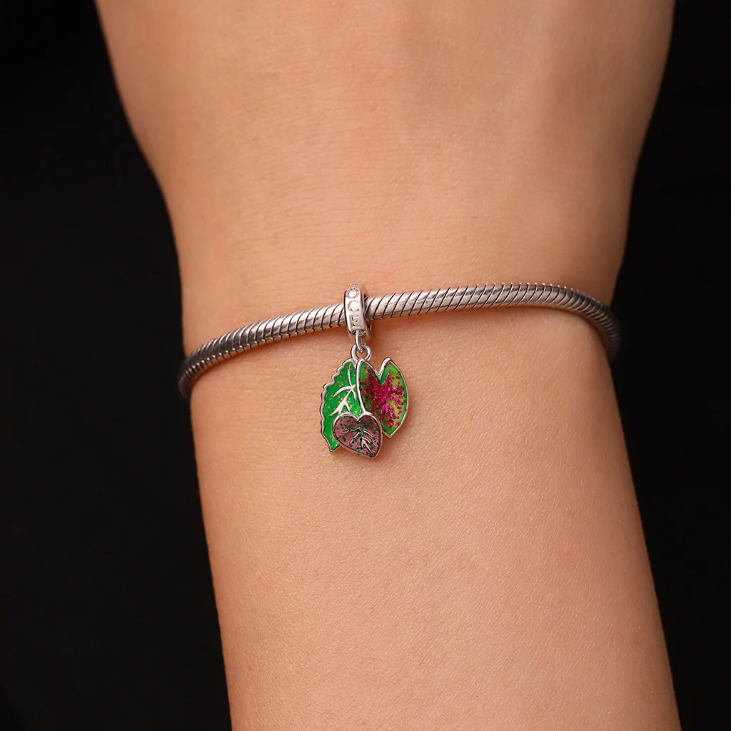 Gnoce Glow-in-the-Dark Begonia Plant Charm Platinum-plated Silver Blend - Image 8