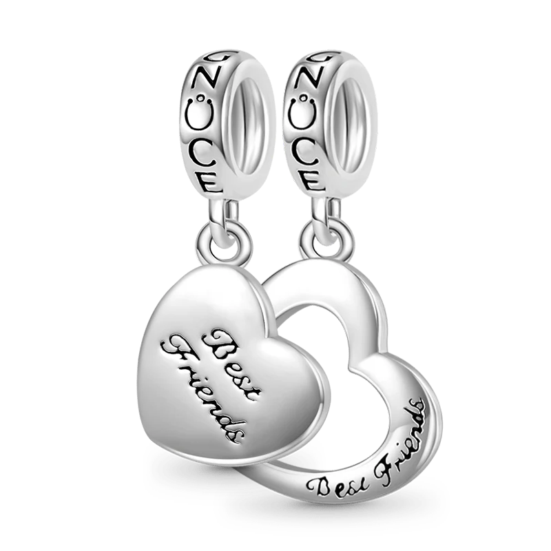 Gnoce Best Friends Heart Charm Platinum-plated Silver Blend