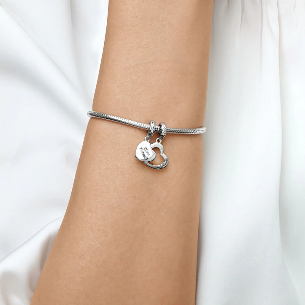 Gnoce Best Friends Heart Charm Platinum-plated Silver Blend - Image 6