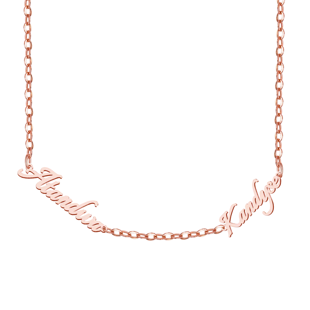 Gnoce Friendship Best Friends Personalized 2 Name Plate Necklace - Image 3