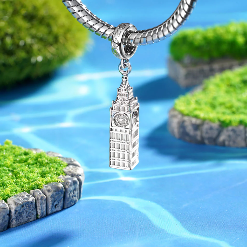 Gnoce Big Ben Charm Platinum-plated Silver Blend - Image 3