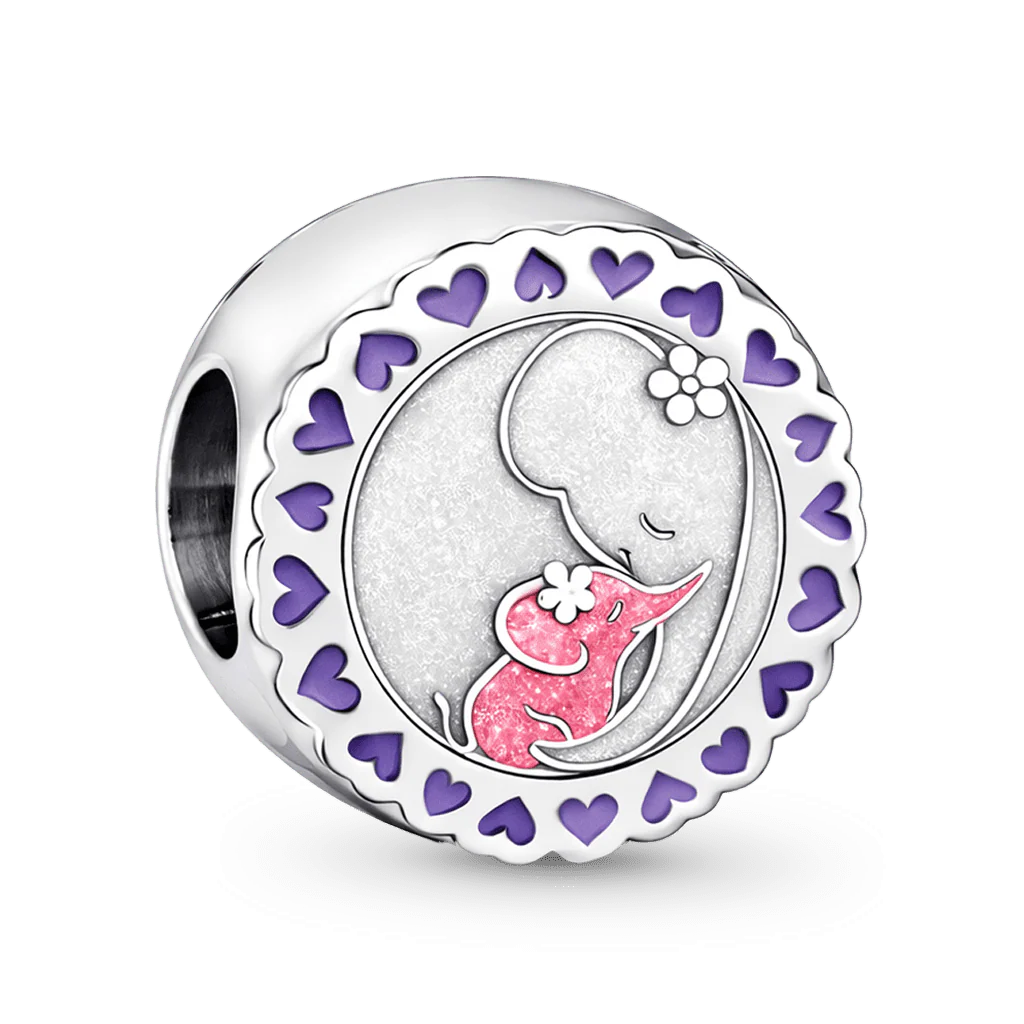 Gnoce Mother's Day Big & Small Elephant Personalized Photo Charm - Image 3